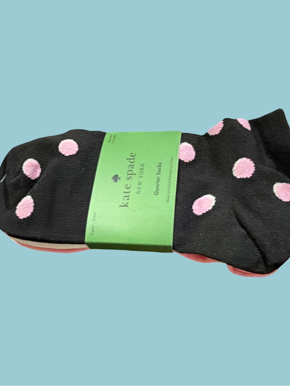 kate spade Black Socks with Pink Polka Dots - Men's Quarter Crew